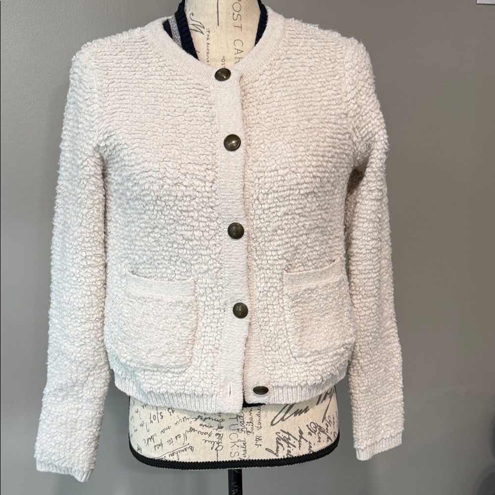 Lucky Brand Cream Teddy Sweater Jacket